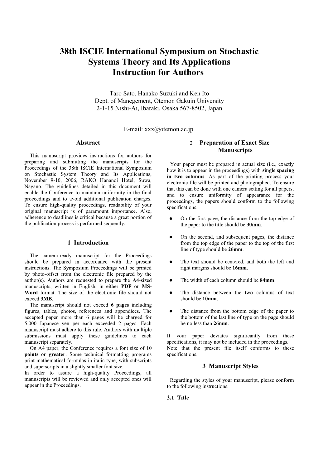 38Th ISCIE International Symposium on Stochastic