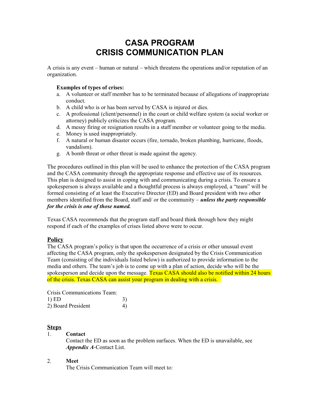 Crisis Communication Plan s1