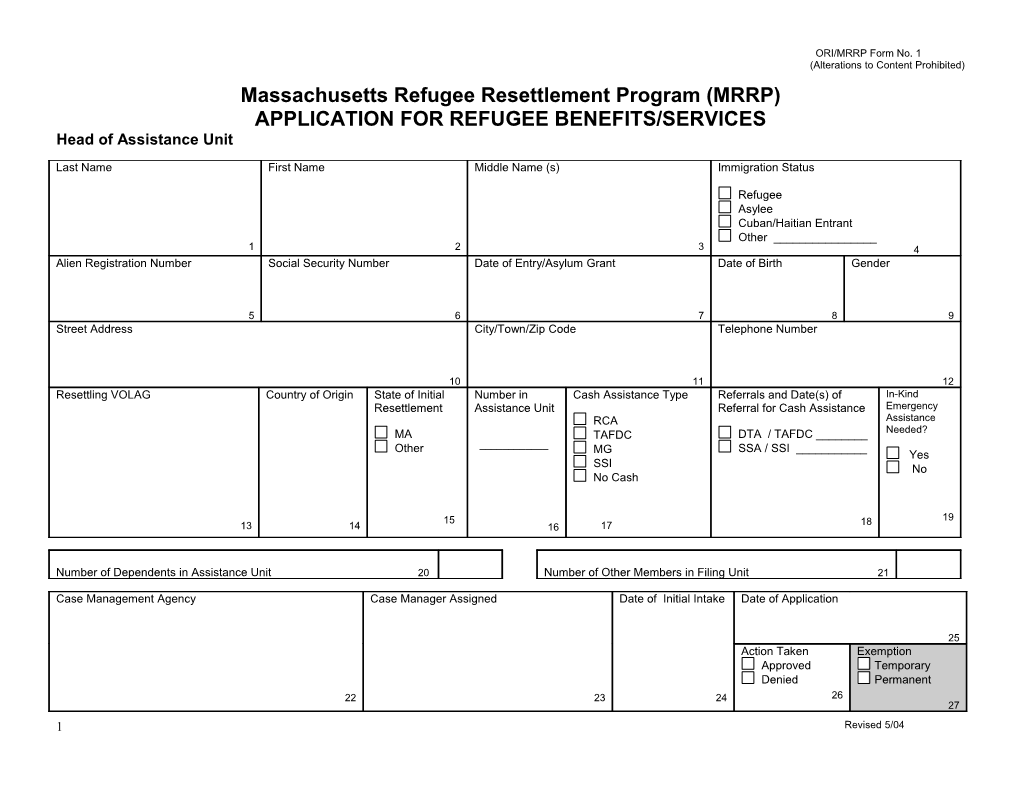 Massachusetts Refugee Resettlement Program