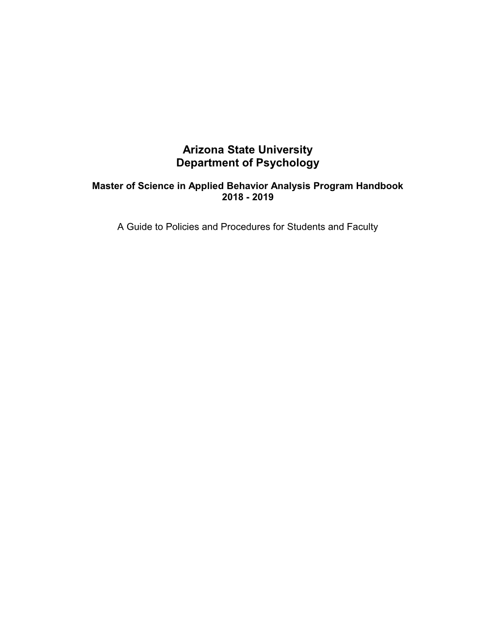 Master of Science in Applied Behavior Analysis Program Handbook