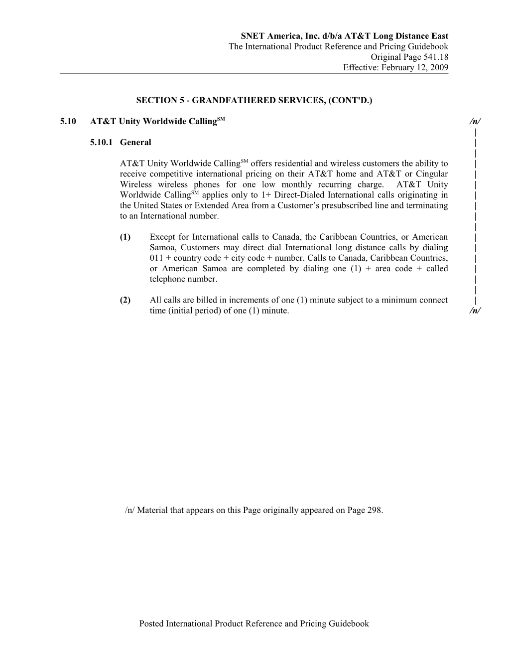 SNET America, Inc. D/B/A AT&T Long Distance East