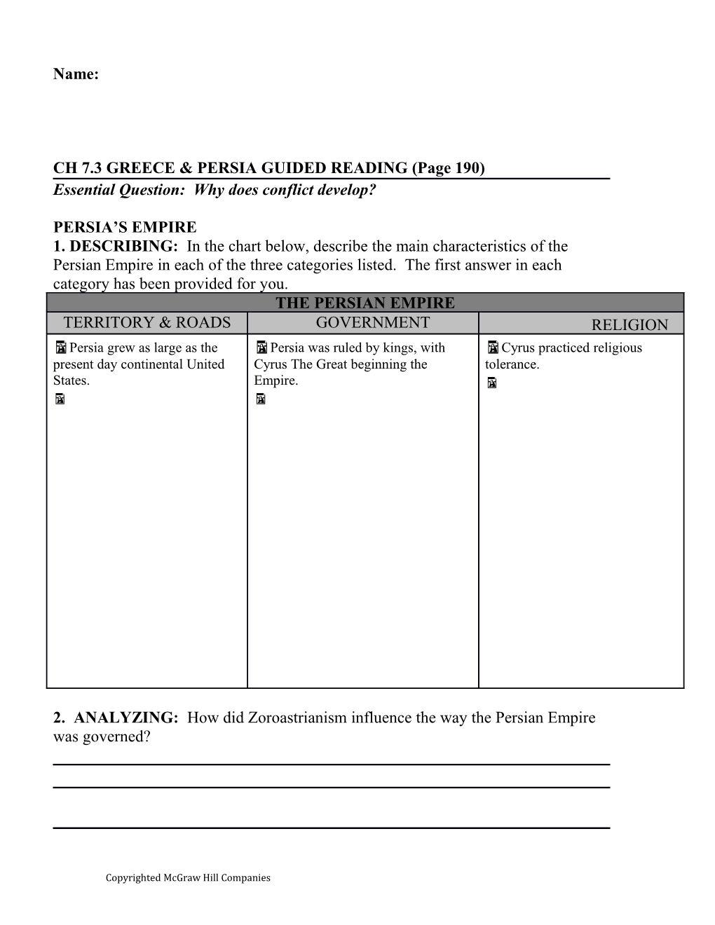 CH 7.3 GREECE & PERSIA GUIDED READING (Page 190)