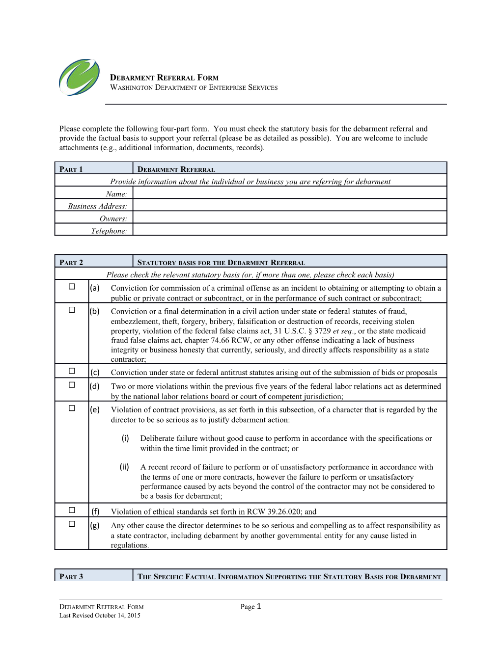 Debarment Referral Form