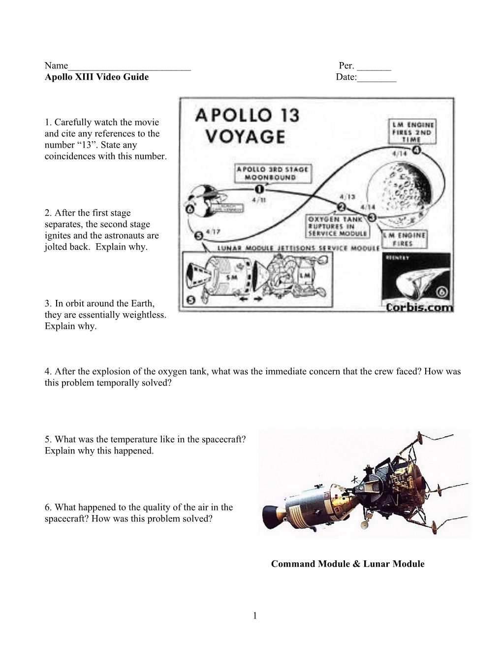 Apollo XIII Video Guide Date:______