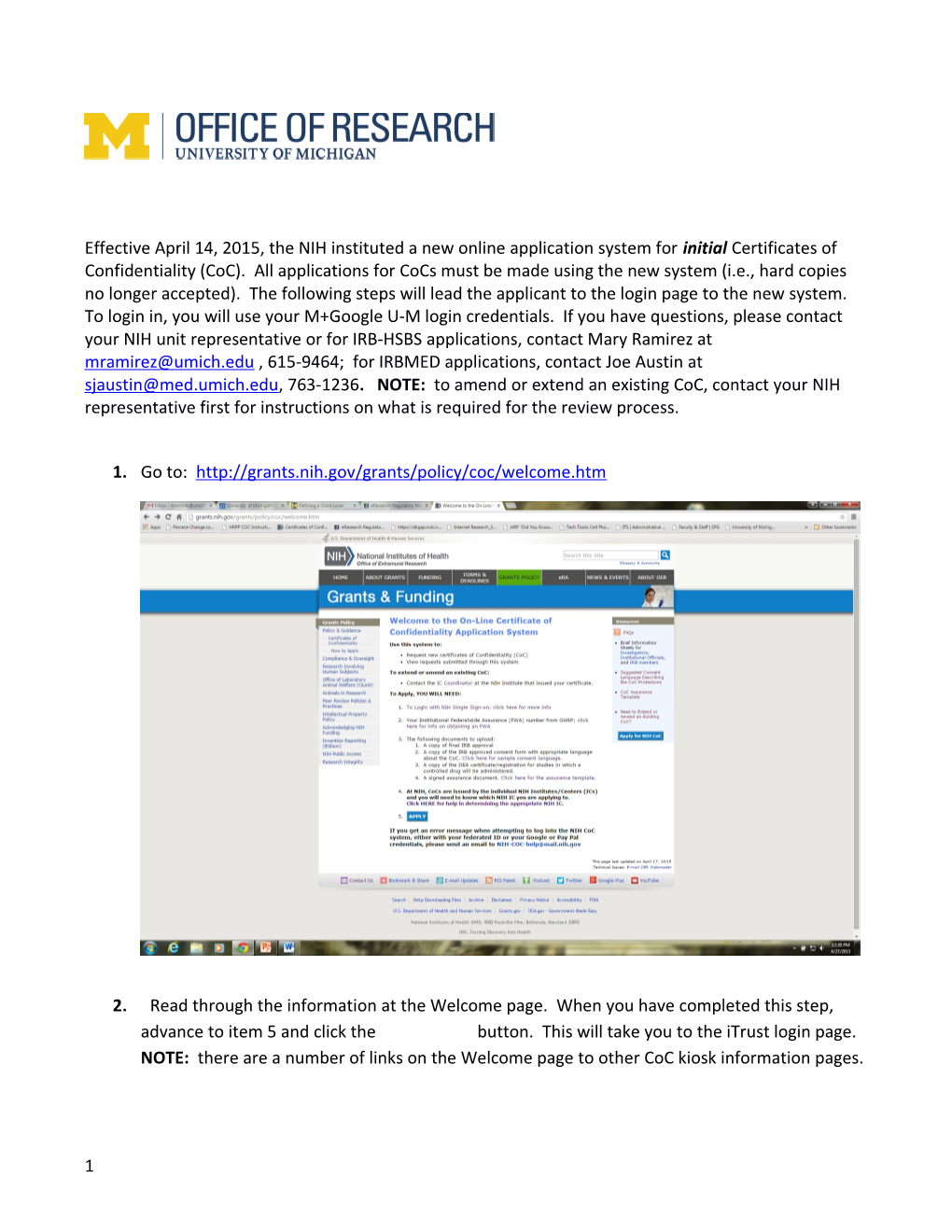 Effective April 14, 2015, the NIH Instituted a New Online Application System for Initial