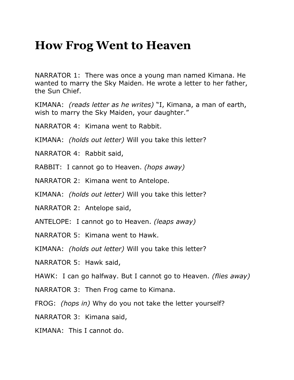 How Frog Went to Heaven