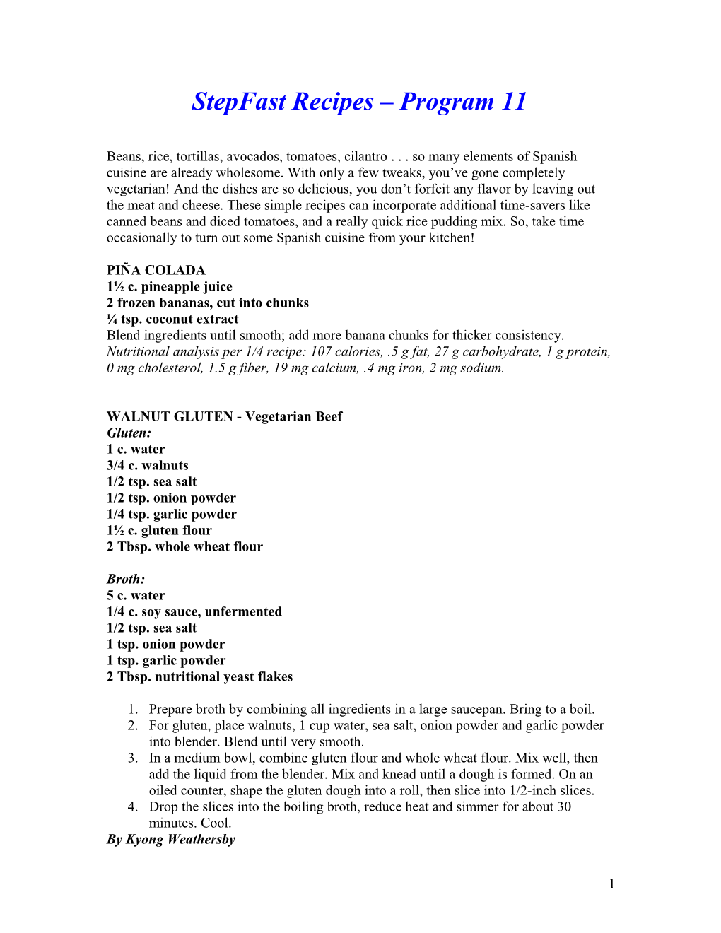 Stepfast Cooking Corner Program 11