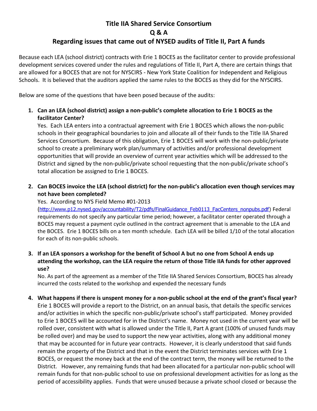 Title IIA Shared Service Consortium