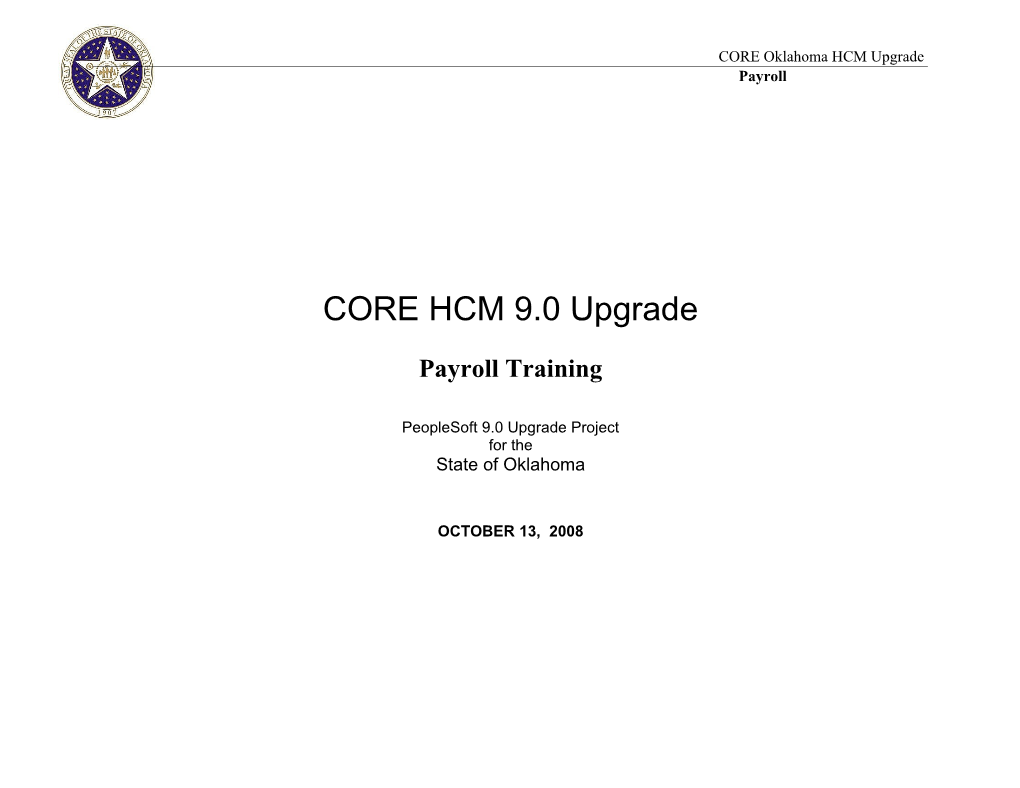 CORE Oklahoma HCM Upgrade