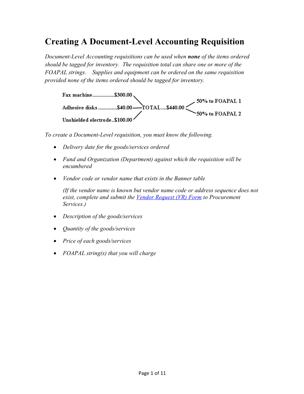 Creating a Document-Level Accounting Requisition