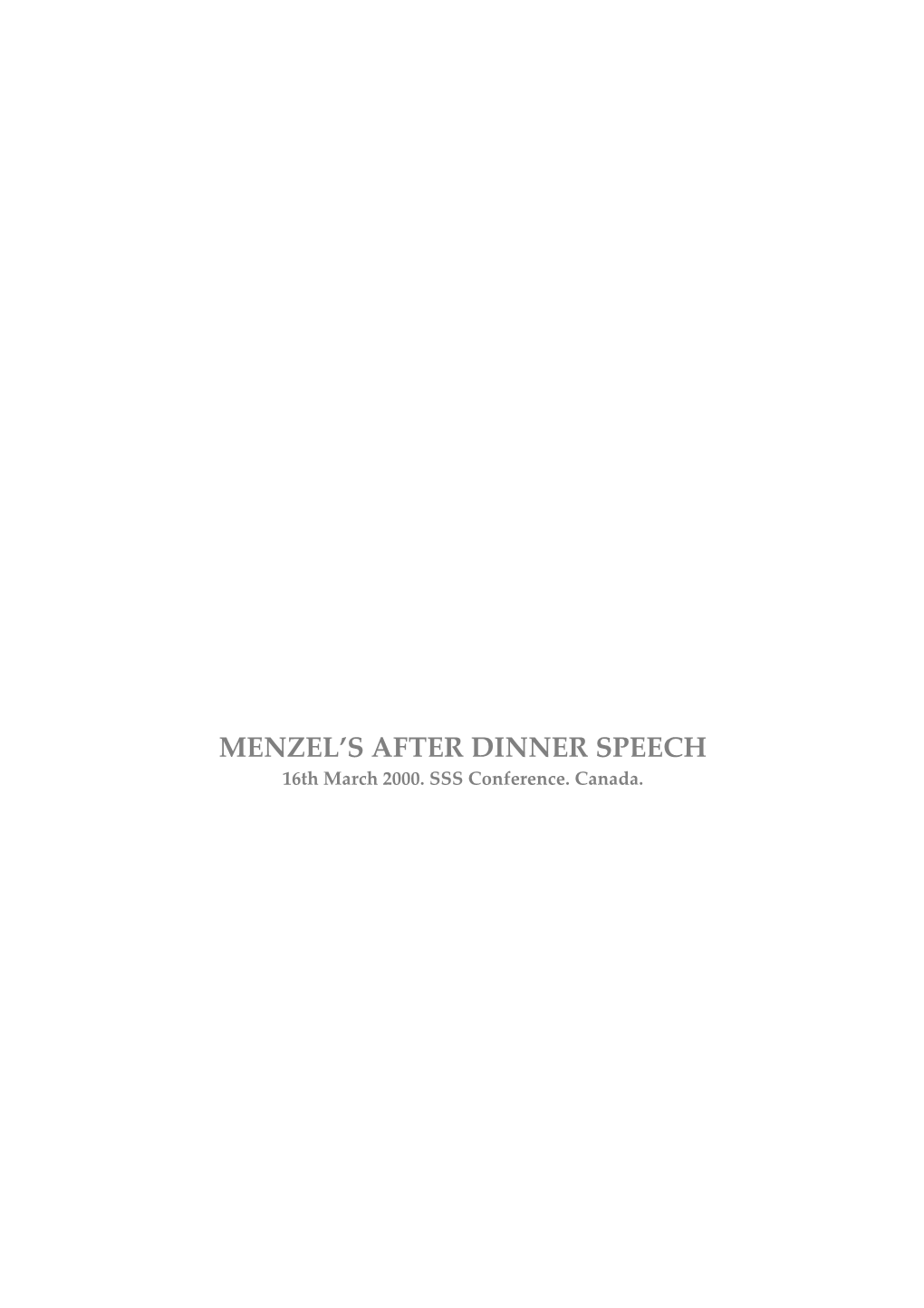 Menzel S After Dinner Speech