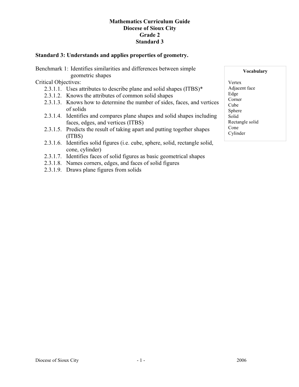 Standard 3: Understands and Applies Properties of Geometry