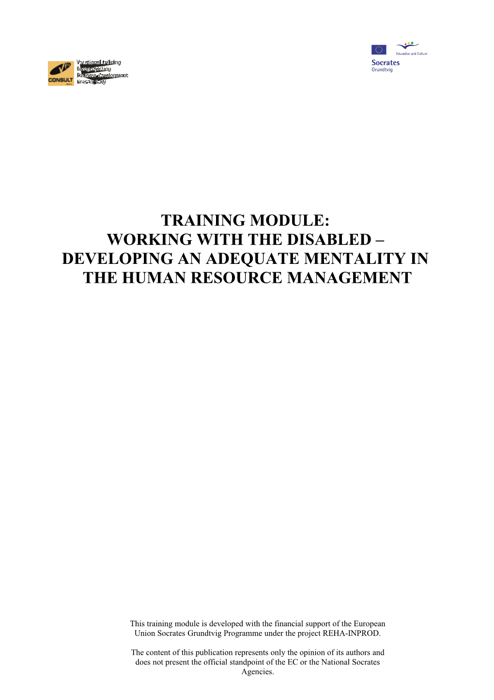 Training Module: Developing Job Seeking Skills for People With