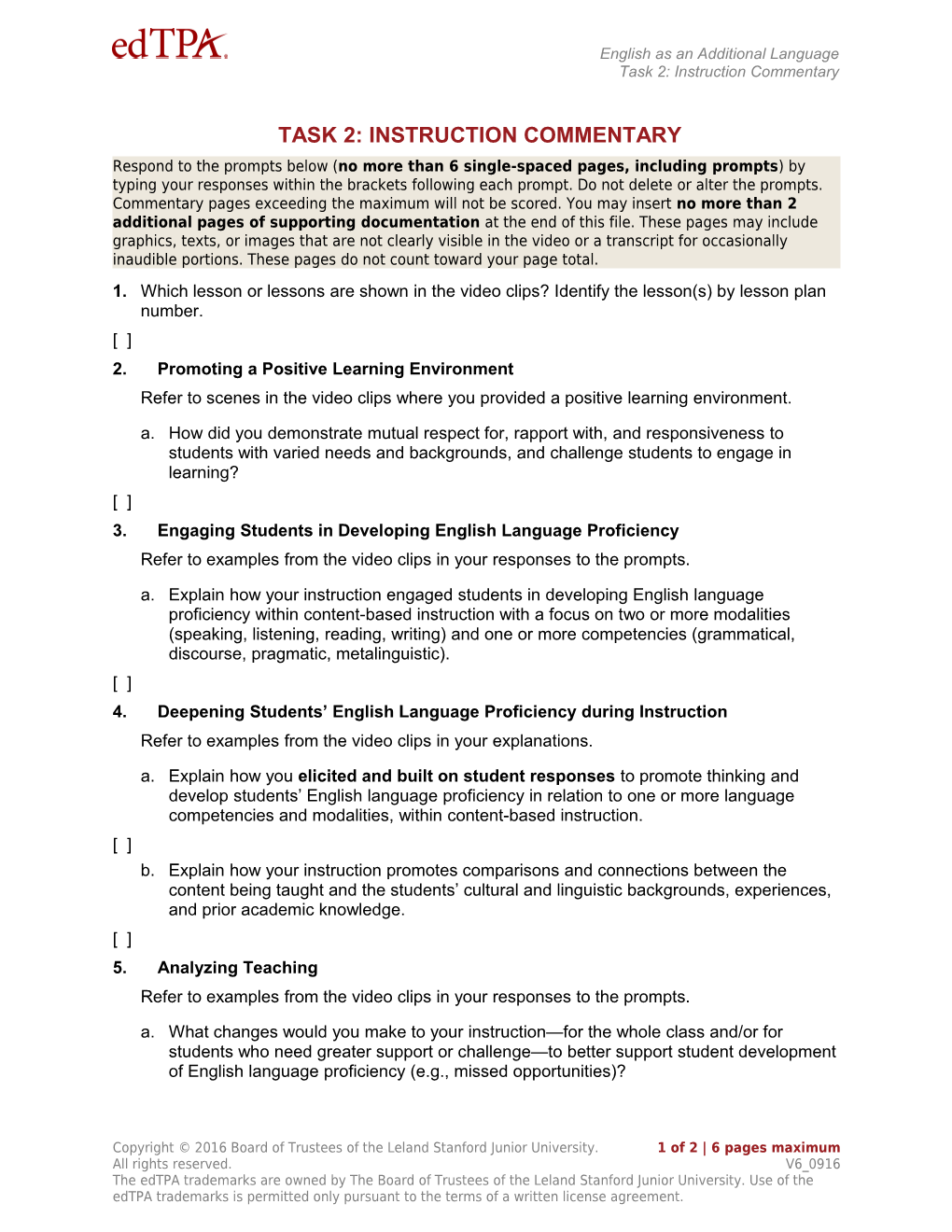 Instruction Commentary Template