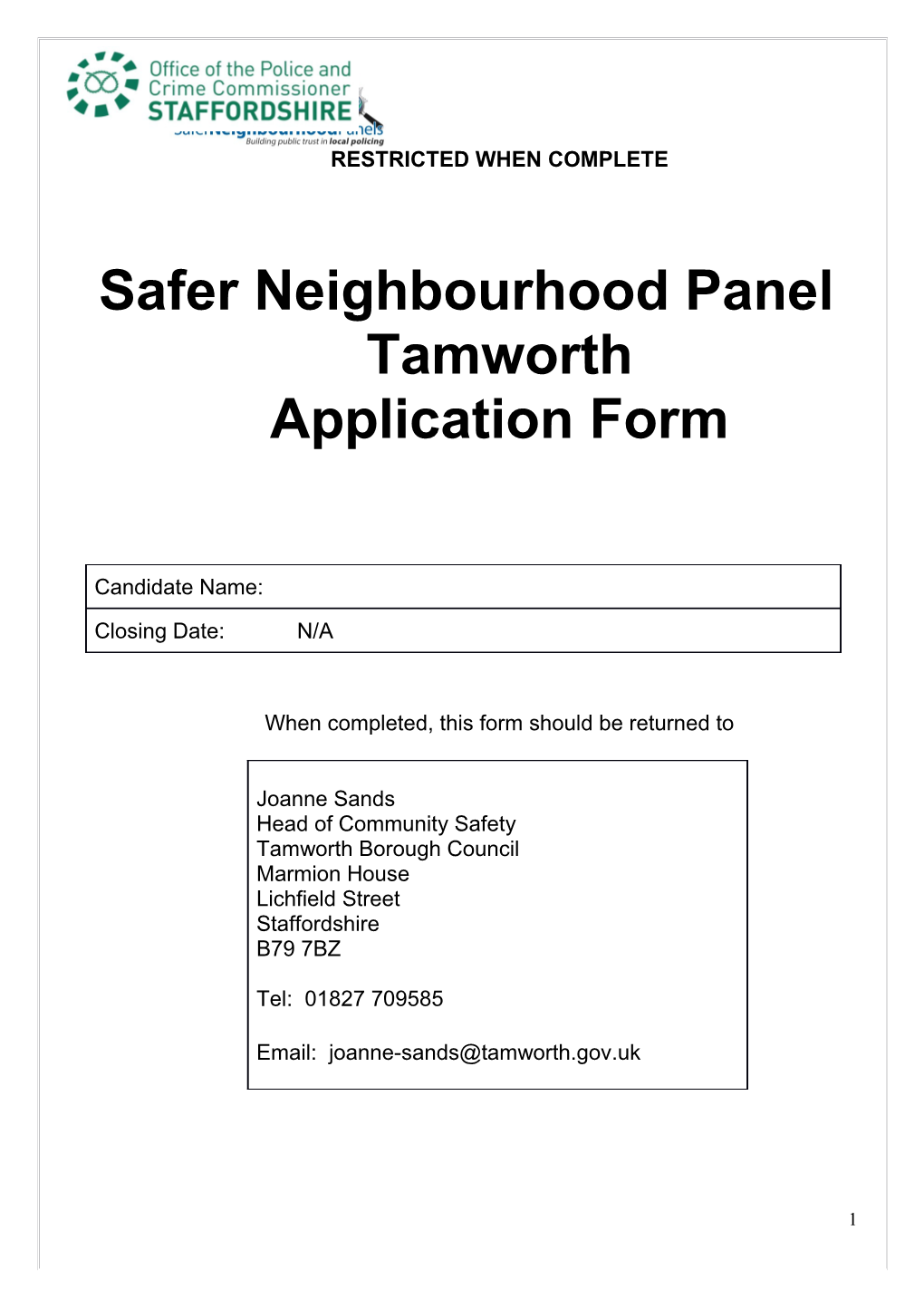 Safer Neighbourhood Panel