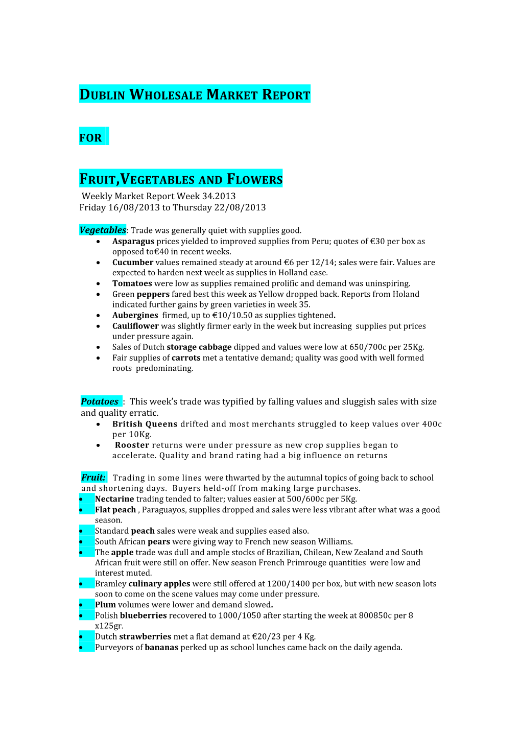 Dublin Wholesale Market Report s1