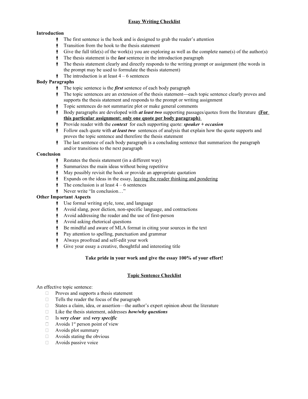 Essay Writing Checklist s1