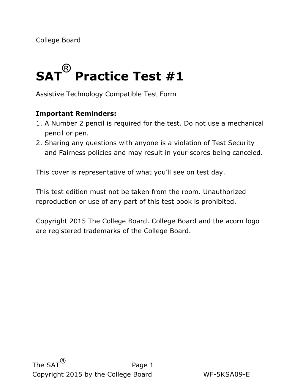 SAT Practice Test #1