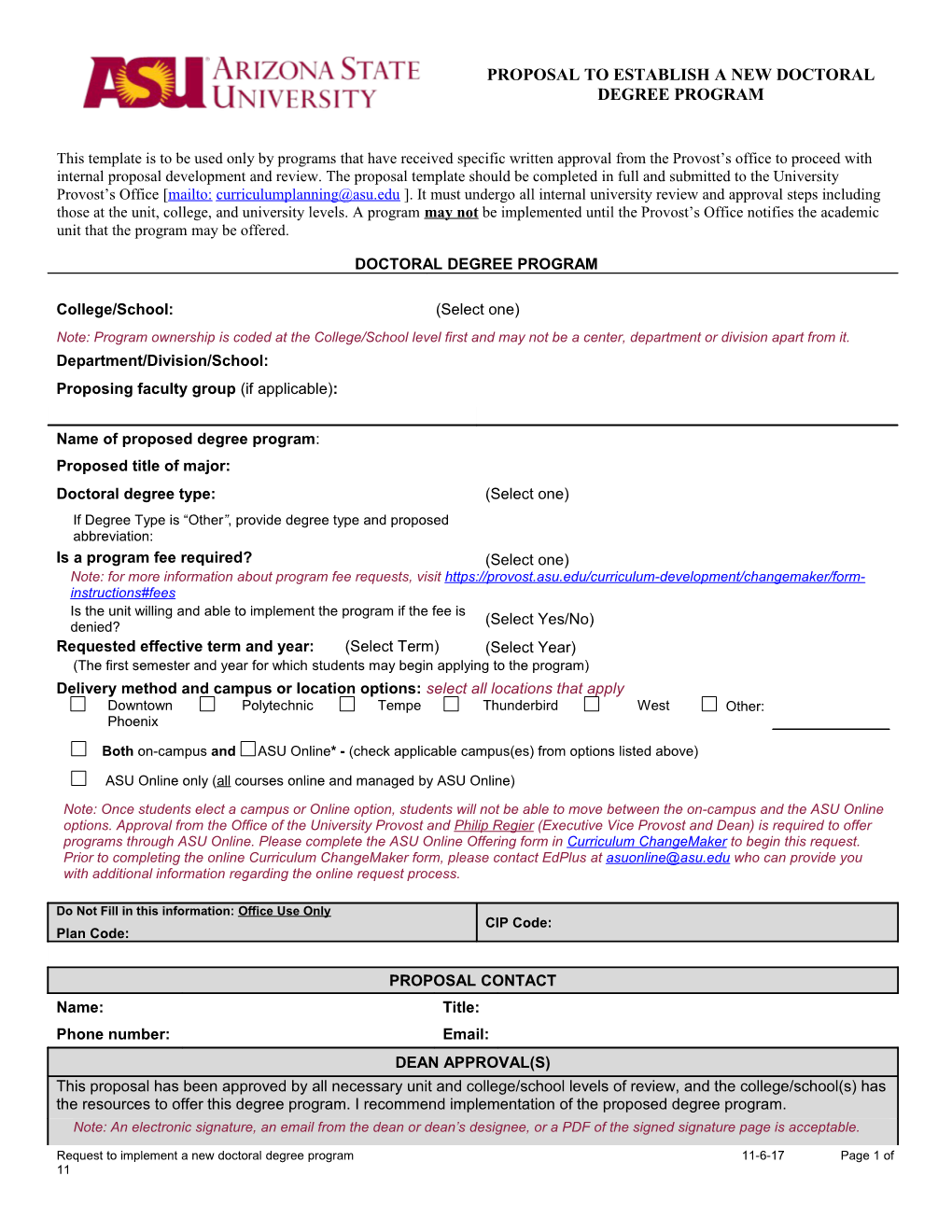 New Degree Request Form