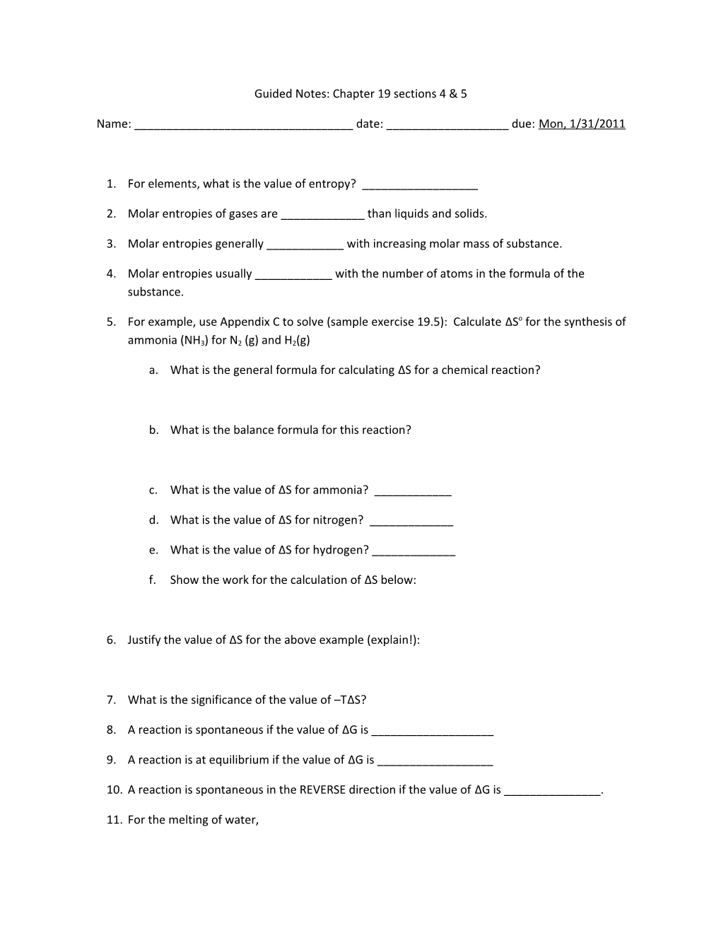 Guided Notes: Chapter 19 Sections 4 & 5