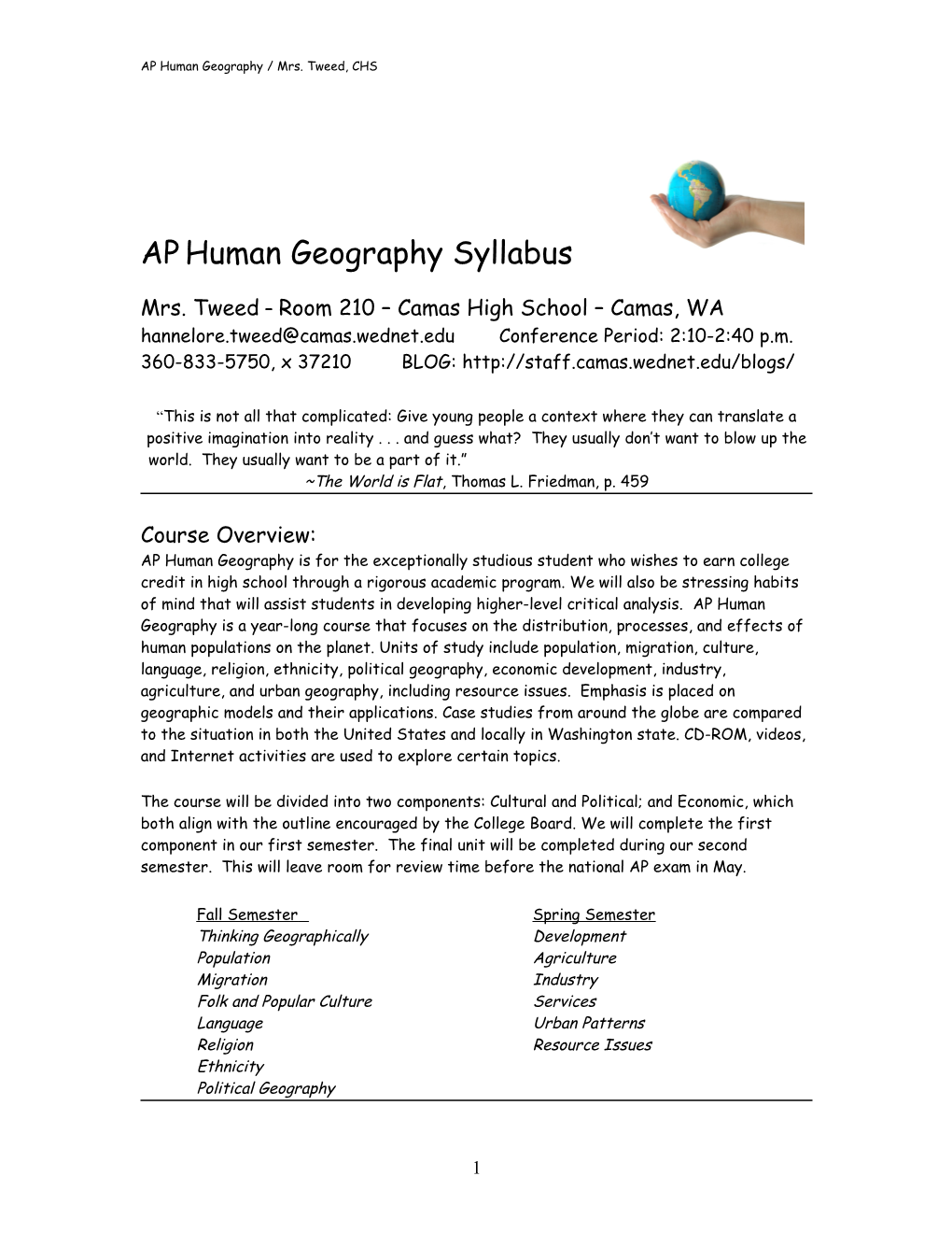 AP Human Geography Syllabus