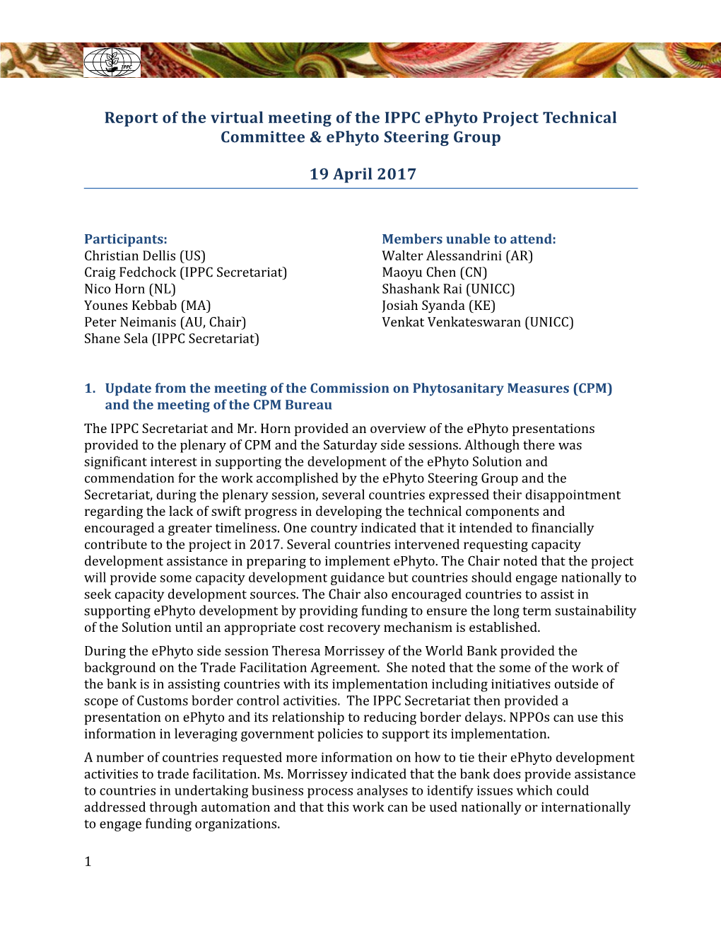 Report of 3Rd Meeting of the IPPC Ephyto Steering Group, Rome, 24 27 May 2015