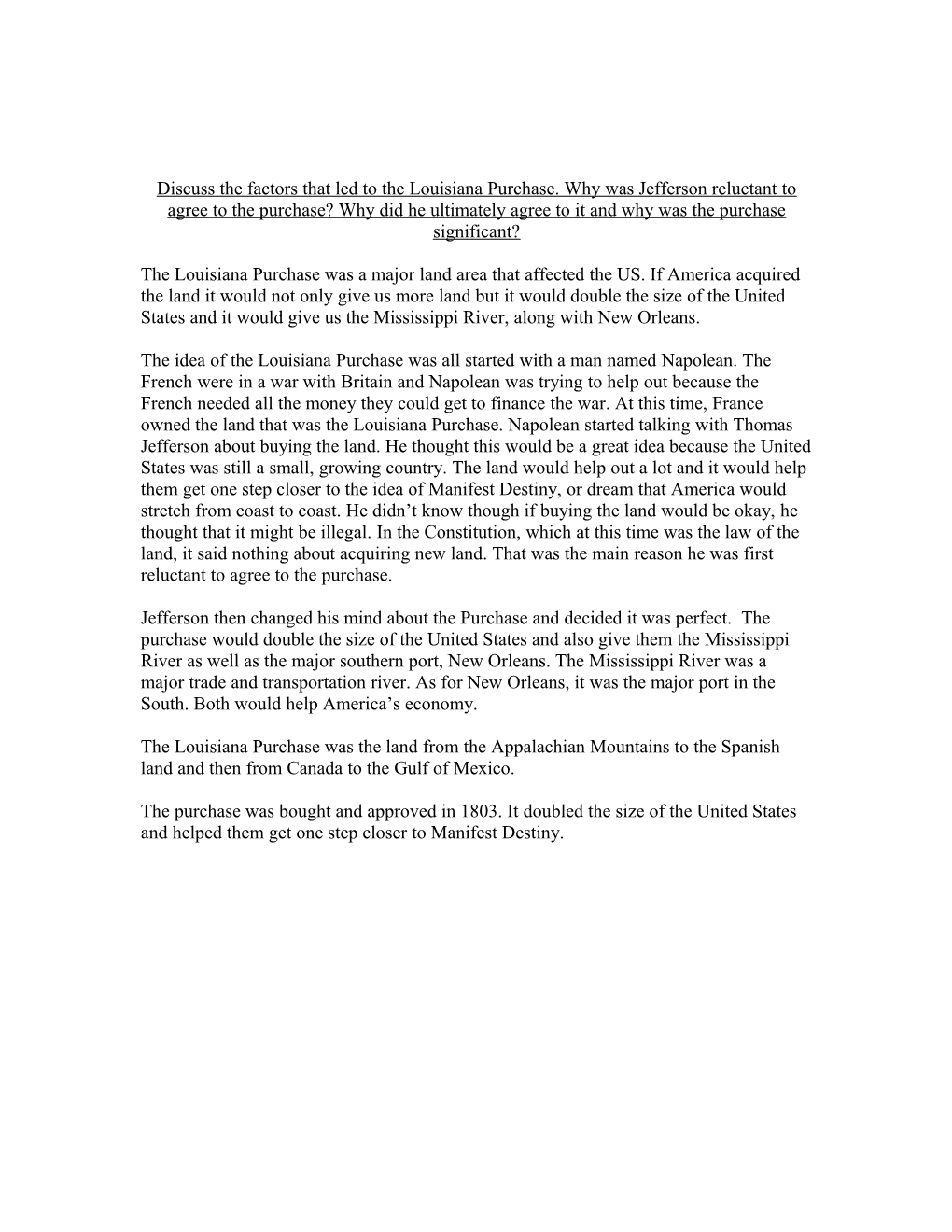 Discuss the Factors That Led to the Louisiana Purchase