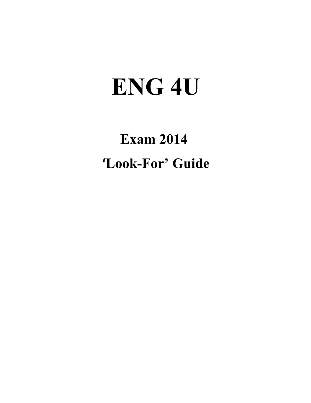 ENG 4U: Exam Look-For Guide