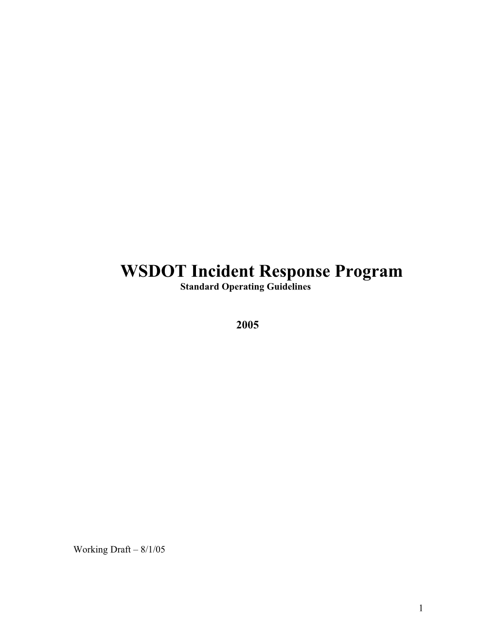 WSDOT Incident Response Program