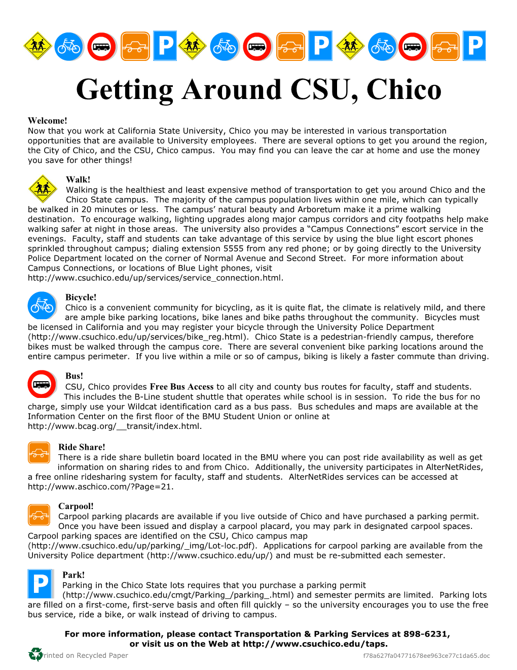 Getting Around CSU, Chico