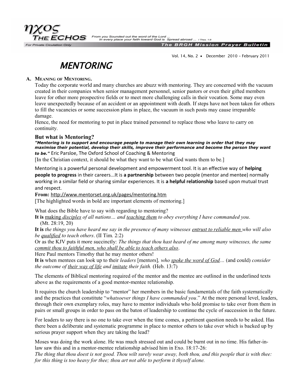 A. Meaning of Mentoring