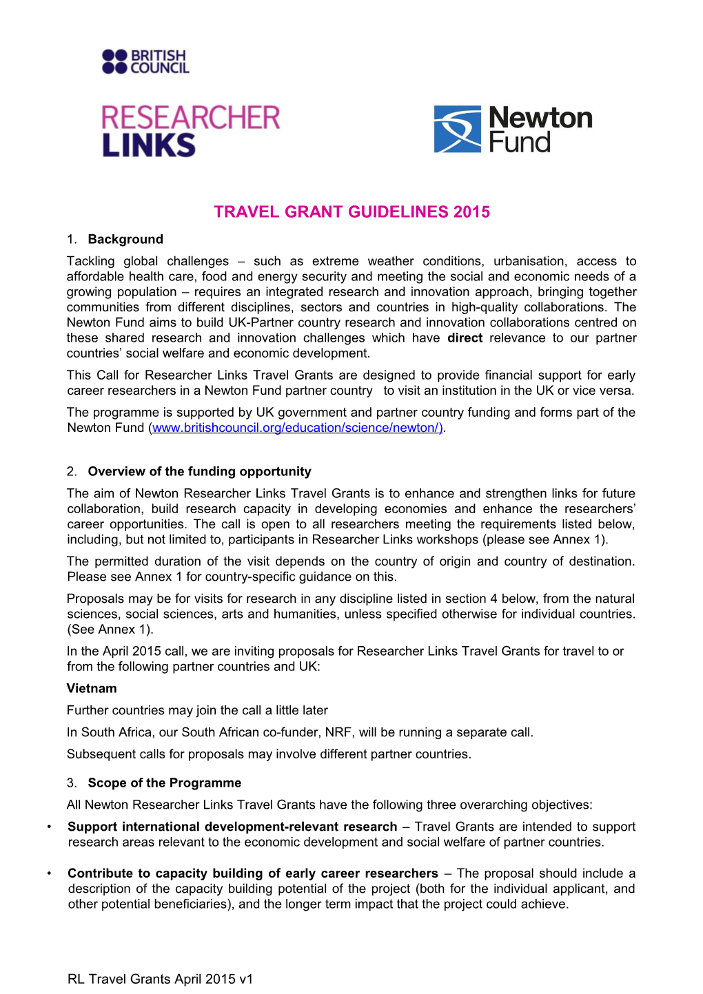Travel Grant Guidelines Draft