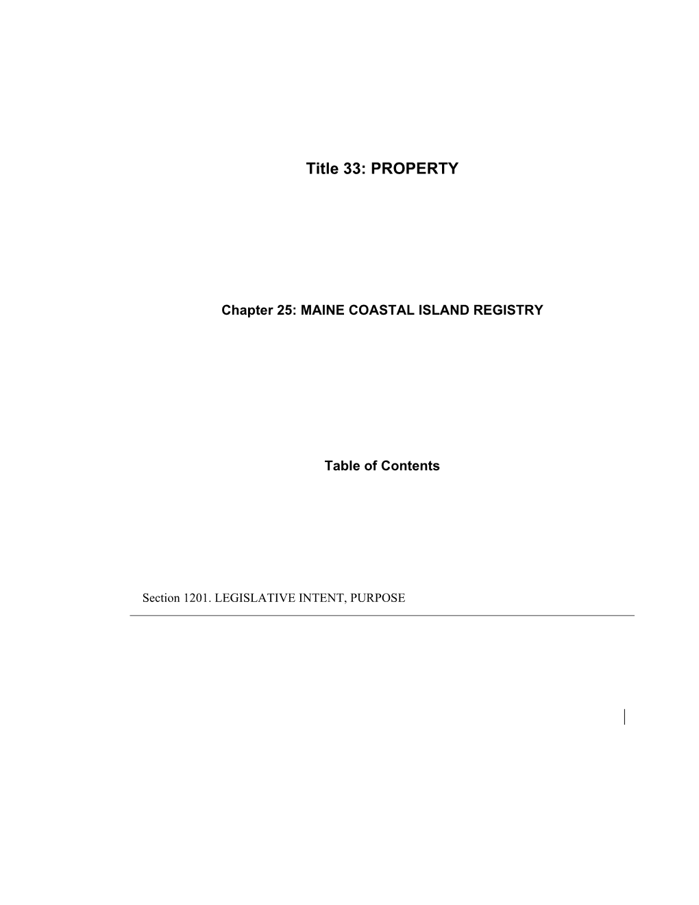 MRS Title 33, Chapter25: MAINE COASTAL ISLAND REGISTRY