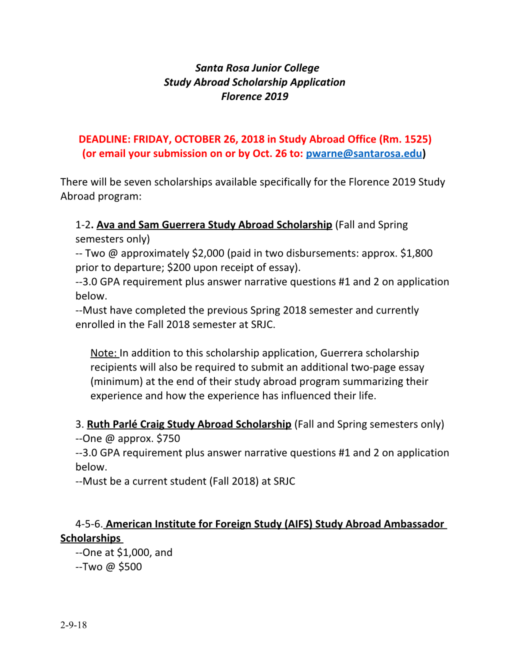 Study Abroad Scholarship Application