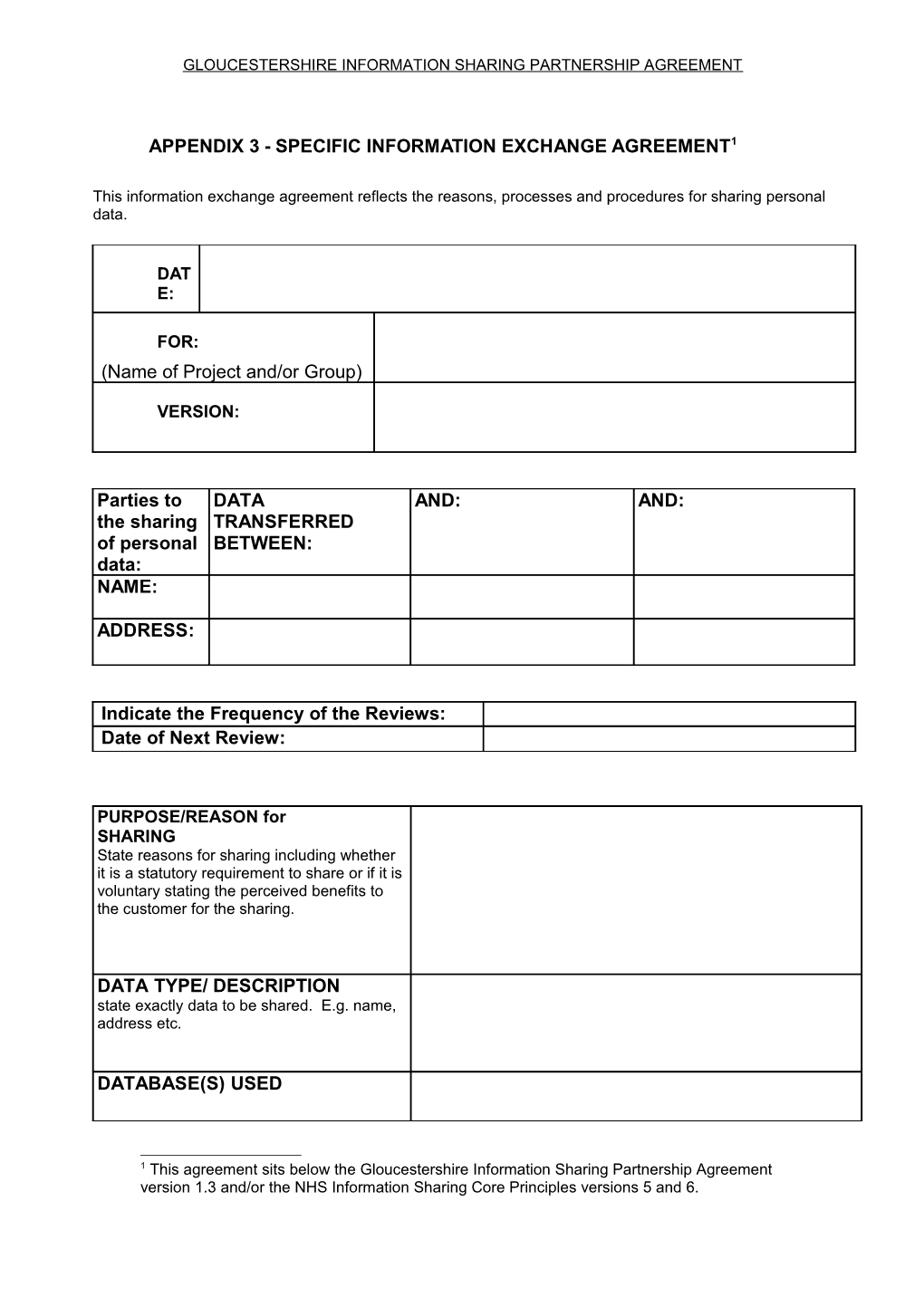 Appendix 3 -Specific Information Exchange Agreement 1