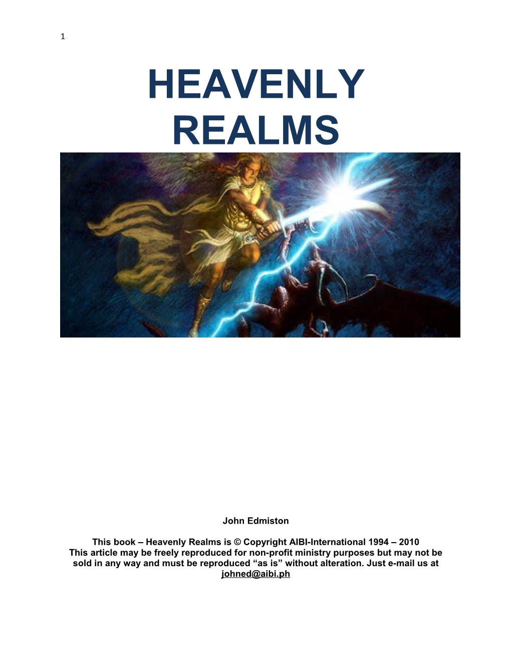 This Book Heavenly Realms Is Copyright AIBI-International 1994 2010