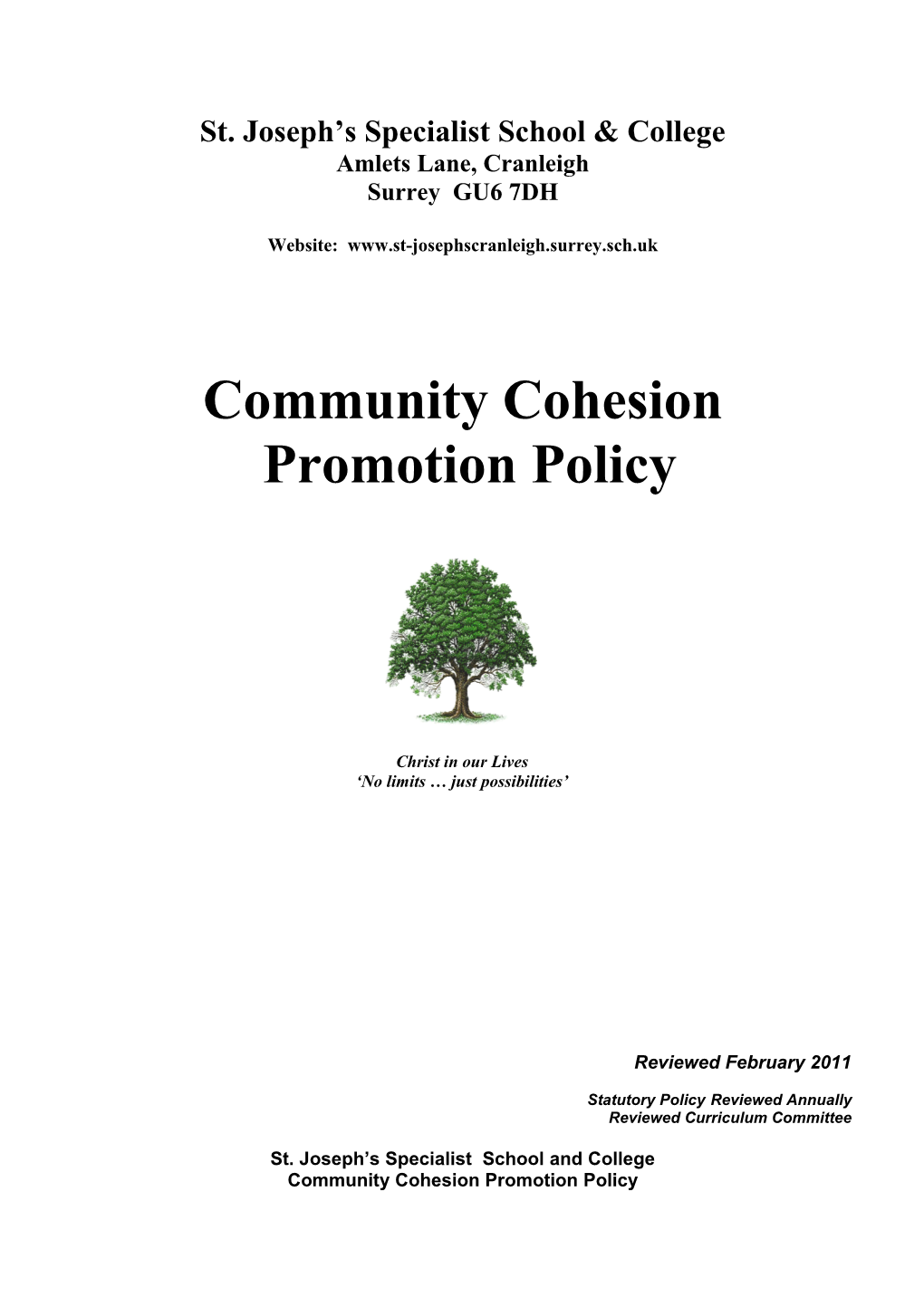 Marlborough Primary School Community Cohesion Promotion Policy