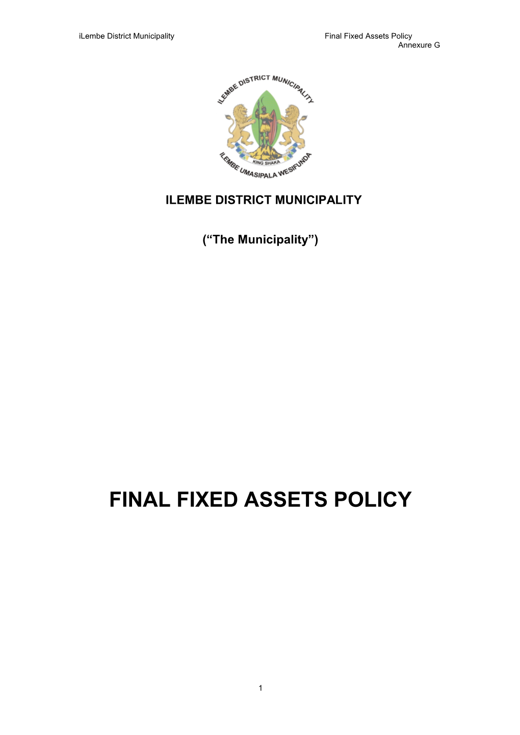 Ilembedistrictmunicipality Finalfixed Assets Policy