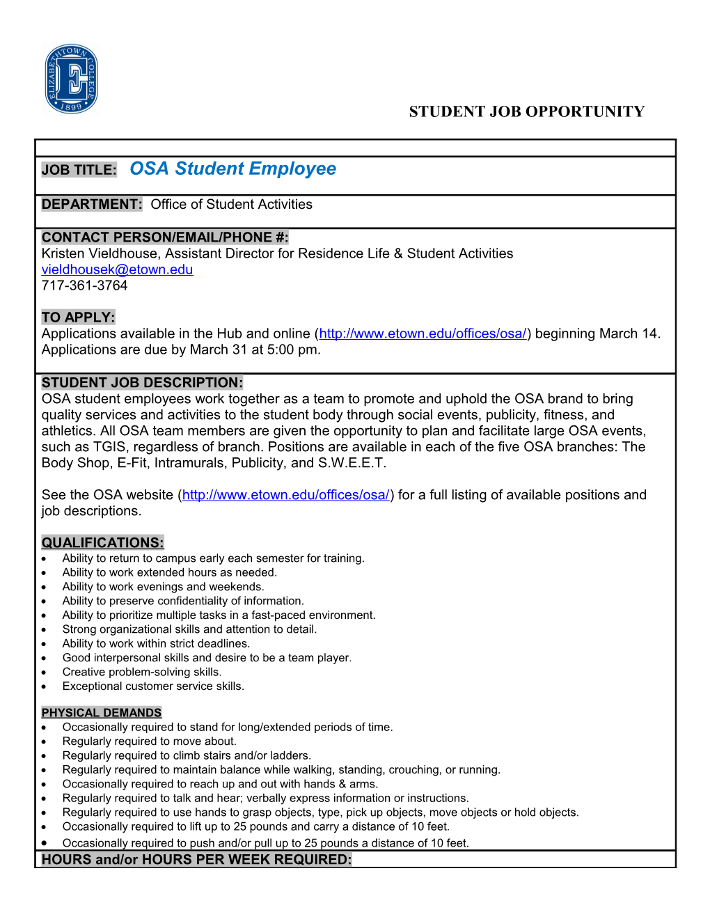 Student Employment Information Form (Seif) s3