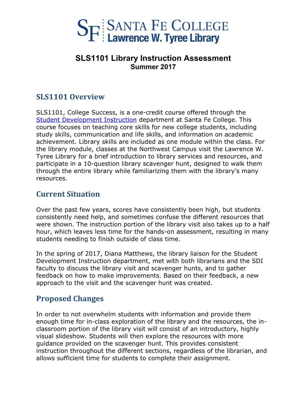 SLS1101 Library Instruction Assessment