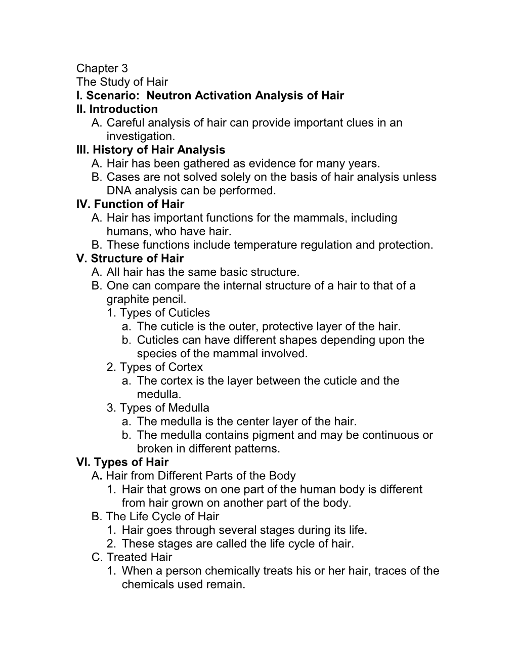 I. Scenario: Neutron Activation Analysis of Hair