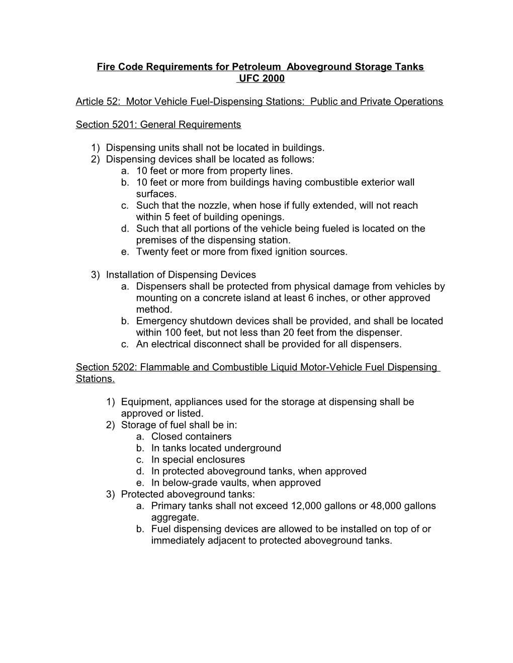 Fire Code Requirements For Petroleum Aboveground Storage Tanks