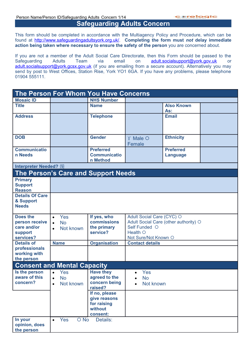 Safeguarding Adults Concern