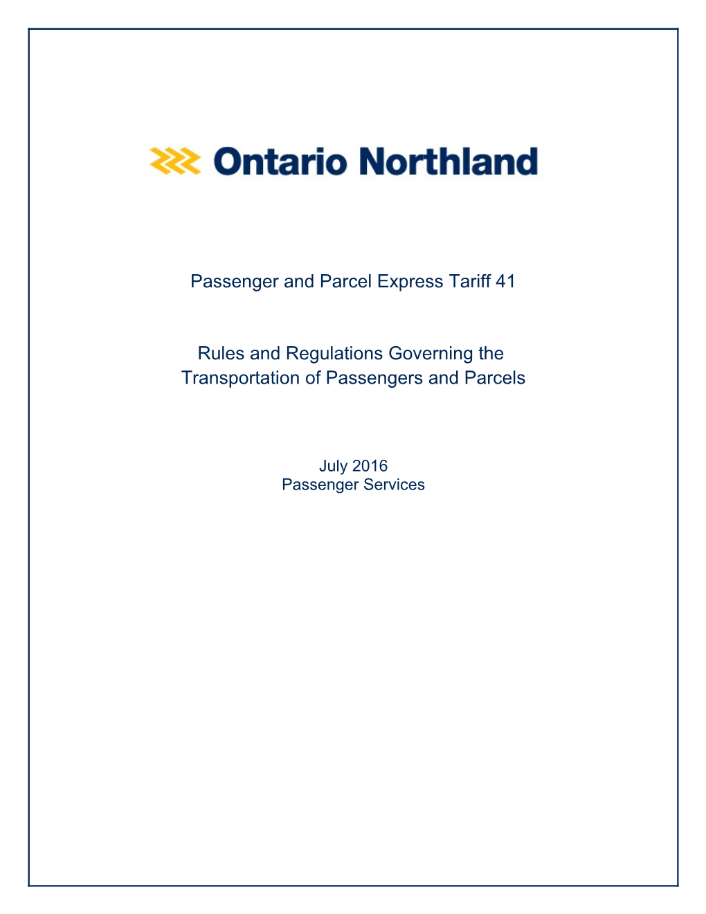 Passenger and Parcel Express Tariff 41