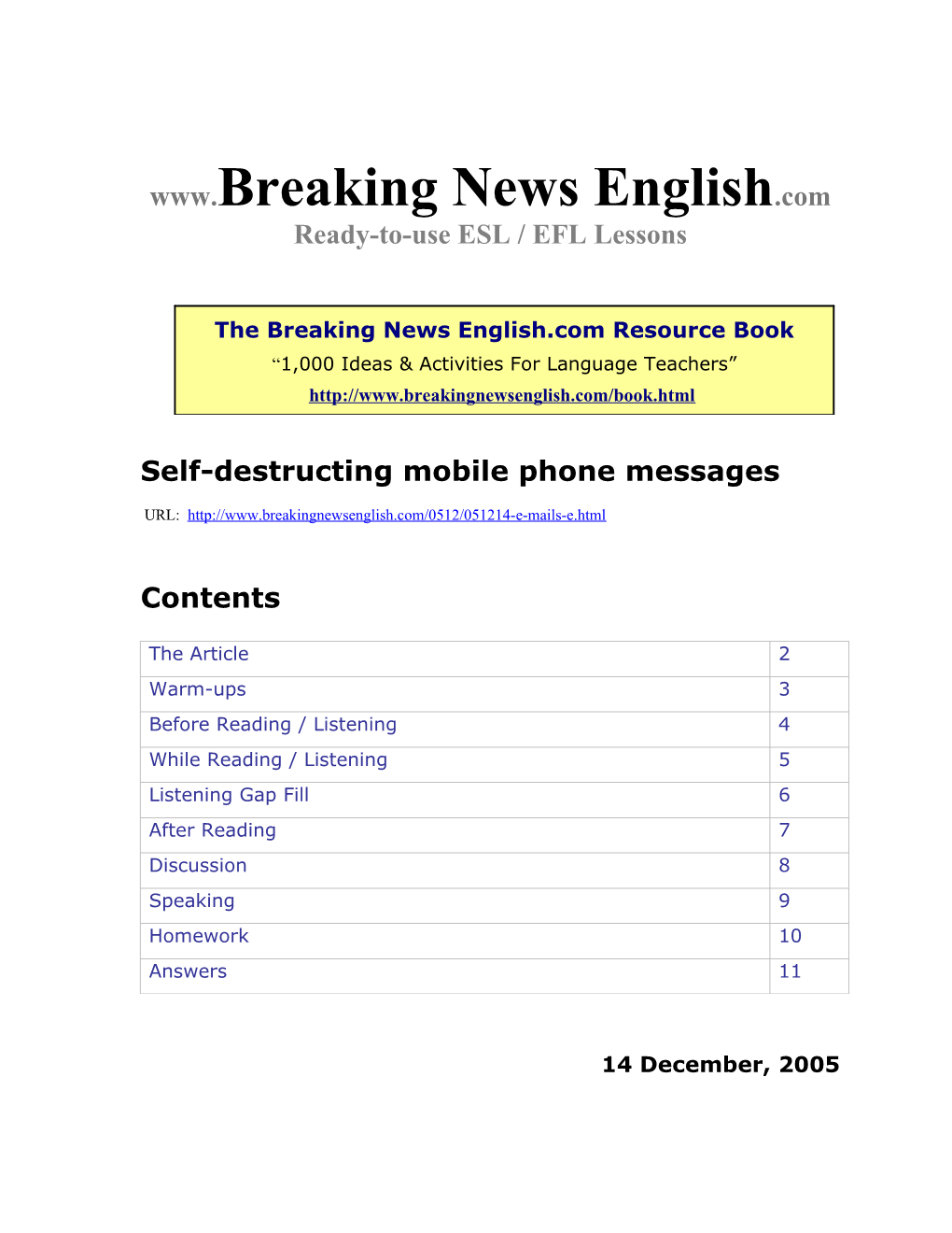 Self-Destructing Mobile Phone Messages