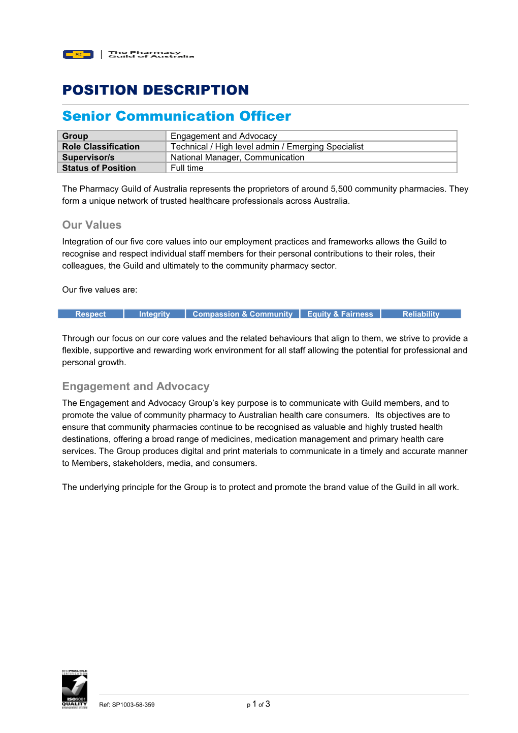 EA Senior Communication Officer - Contract Role