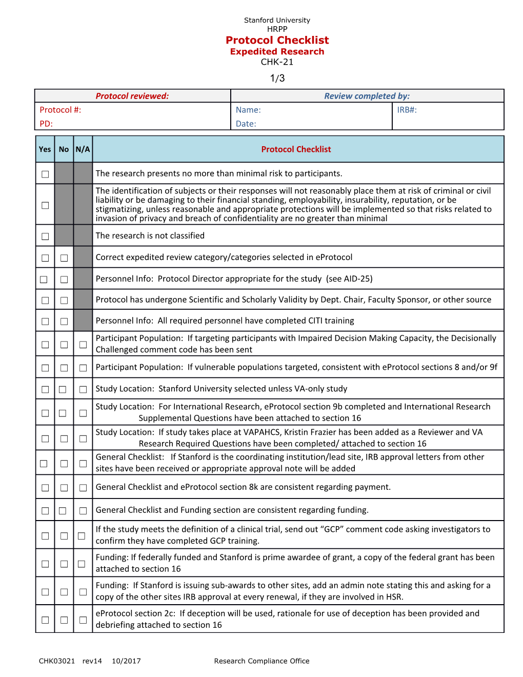 Study Location: for International Research, Eprotocol Section 9B Completed and International