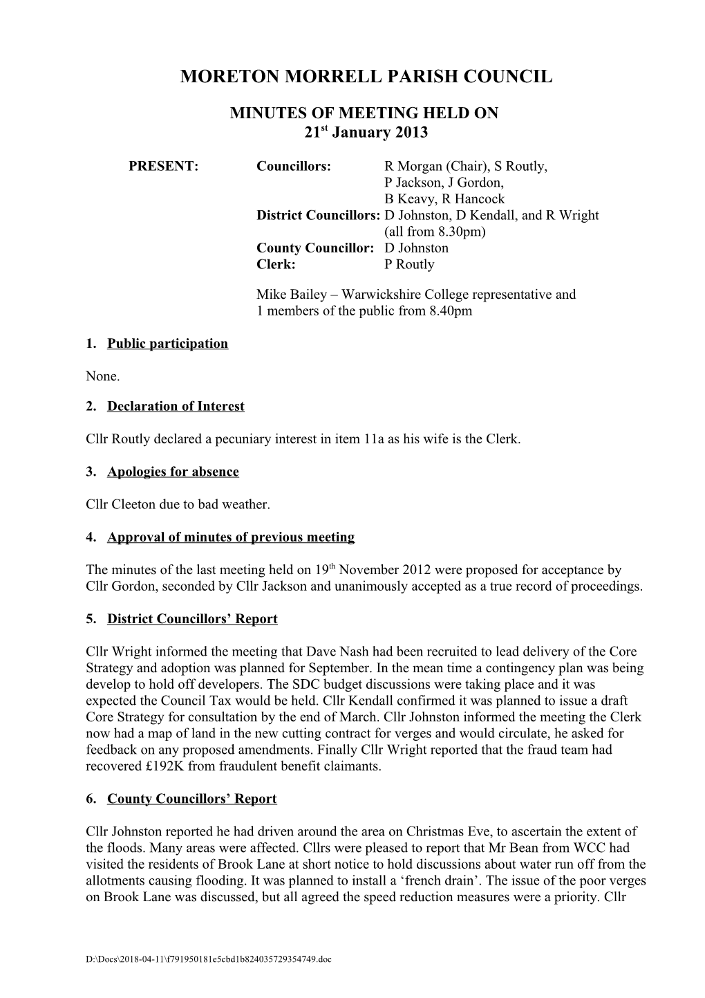 Moreton Morrell Parish Council