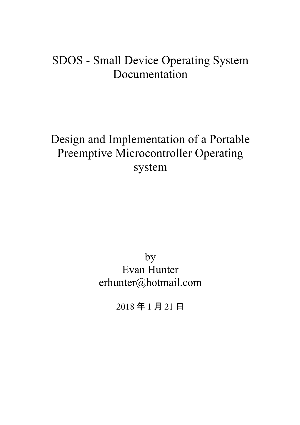 SDOS - Small Device Operating System Documentation