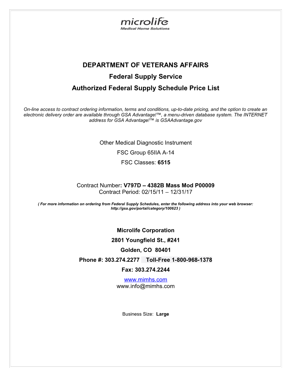 Authorized Federal Supply Schedule Price List s12